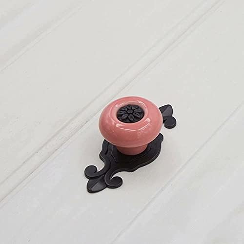 Stylish 5-Piece Ceramic Knobs Black Purple for Wardrobes