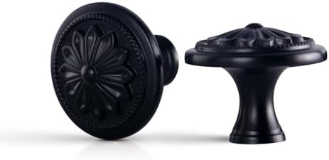 Matte Black Kitchen Cabinet Knobs Set of 4 with Easy-Install screws
