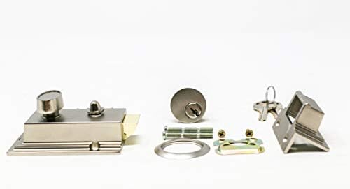Defiant Satin Nickel Deadbolt Lock with Night Latch and Two Keys
