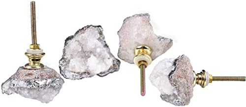 Stunning Crystal Geode Drawer Knobs 4-Pack Natural White