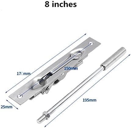 AMAZWI 304 Fireproof Square Door Bolt 8 Inch Manual Security Deadbolt 1Pcs