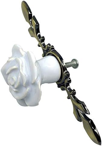 6-Piece Rose Ceramic Knobs Set for Retro Styling