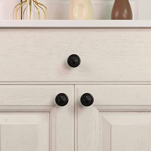 Matte Black Kitchen Cabinet Knobs Set of 4 with Easy-Install screws