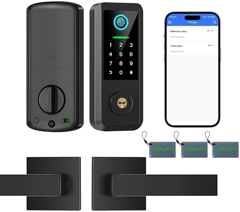 Smart Keyless Entry Door Lock Set with Deadbolt Handle Matte Black