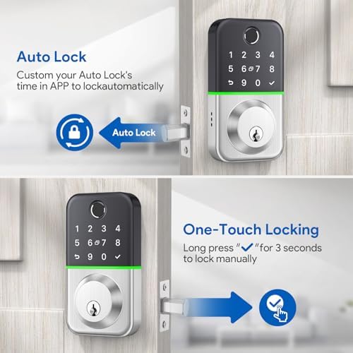 WiseGear Smart Deadbolt Door Lock Waterproof with Fingerprint Keyless Entry