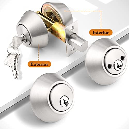 Probrico 3 Pack Satin Brushed Nickel Double Cylinder Deadbolt Lock
