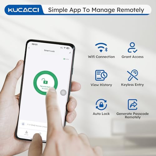 Secure Smart Door Lock with Fingerprint Keypad - KUCACCI Keyless Entry Smart Deadbolt