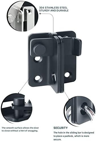 Stainless Steel Bolt Lock Matte Black