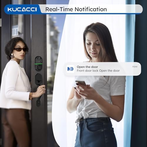 Secure Smart Door Lock with Fingerprint Keypad - KUCACCI Keyless Entry Smart Deadbolt