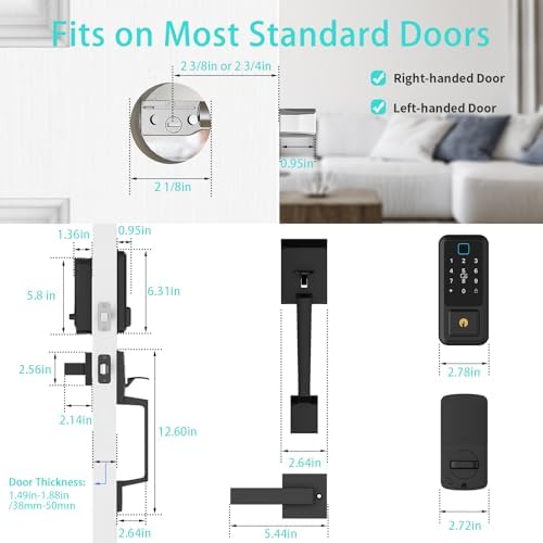 Multiple Unlock Modes Smart Front Door Lock Set with Alexa Google