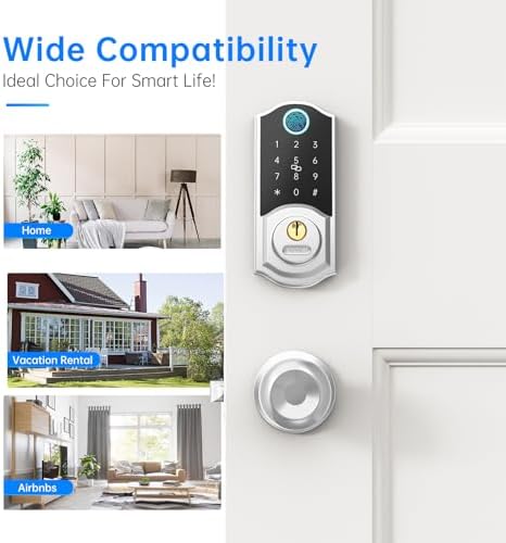 10 in 1 Keyless Entry Deadbolt Lock Set with Fingerprint and App Control