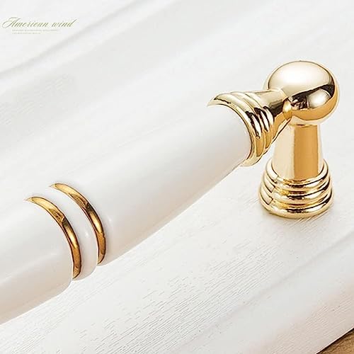 6 Pieces Ceramic Cabinet Handles with Zinc Alloy Mounting