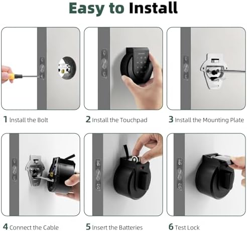 Touch Fingerprint Smart Lock - Keyless Entry Door Lock with AlexaGoogle Voice Control