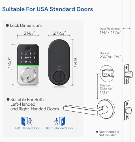 WiseGear Smart Deadbolt Door Lock Waterproof with Fingerprint Keyless Entry