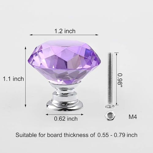 Elegant Purple Crystal Glass Cabinet Knobs Pulls
