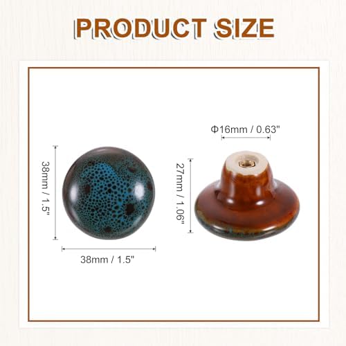 Uxcell Ceramic Blue Drawer Knobs 15 Pcs 38mm
