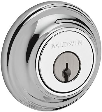 Baldwin SCTRD260 Reserve Single Cylinder Traditional Round Deadbolt in Bright Chrome Finish