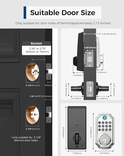Keyless Entry Deadbolt with Handle Set - App Control and 100 Code Lock