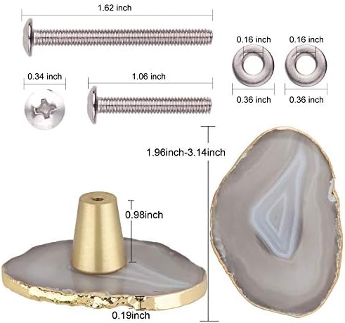 Rockcloud 4-Piece Decorative Agate Slice Drawer Knobs