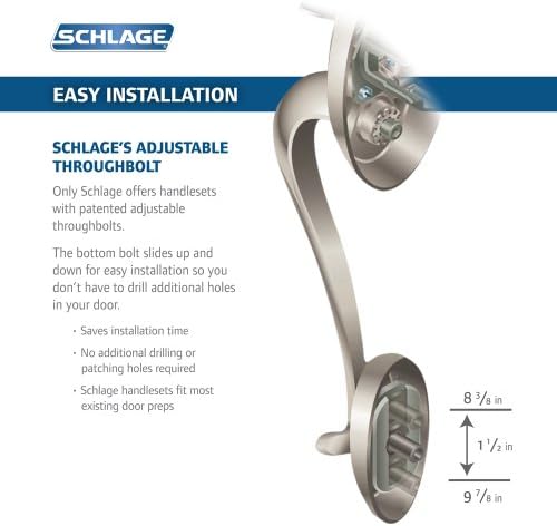 Exterior Door Handle Set F58ADD with Deadbolt Bright Chrome