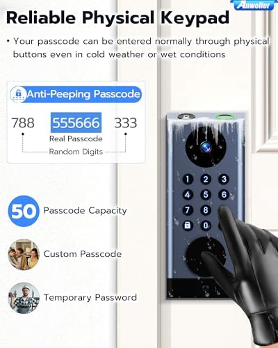 Smart Deadbolt Lock with Camera for Front Door Security Anweller