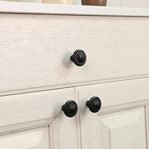 Matte Black Kitchen Cabinet Knobs Set of 4 with Easy-Install screws