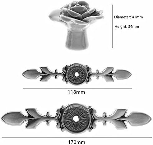 6-Piece Ceramic Knobs with Elegant Rose Flower Design