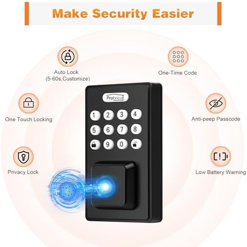 Probrico Smart Door Lock with Fingerprint Keypad Security