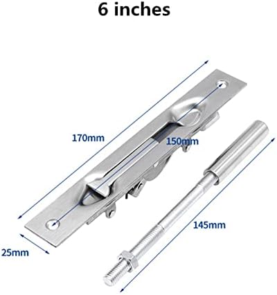 AMAZWI 304 Fireproof Square Door Bolt 8 Inch Manual Security Deadbolt 1Pcs