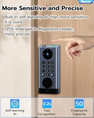 Smart Deadbolt Lock with Camera for Front Door Security Anweller