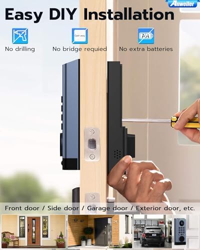 Smart Deadbolt Lock with Camera for Front Door Security Anweller