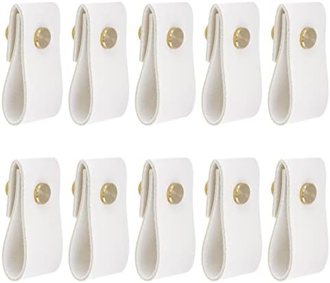 10-Piece White Synthetic Leather Drawer Pulls