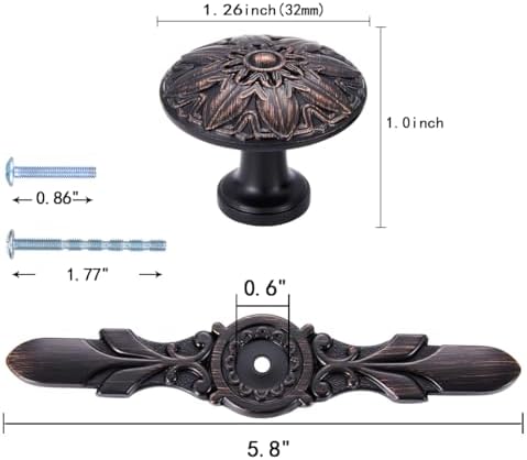 YCSJ 20-Piece Knobs with Backplates Set Bronze Kitchen Cabinet Handles