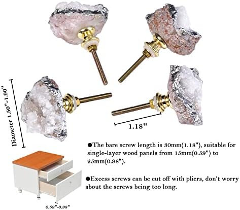 Stunning Crystal Geode Drawer Knobs 4-Pack Natural White
