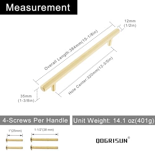 QOGRISUN Solid Brass Cabinet Pulls