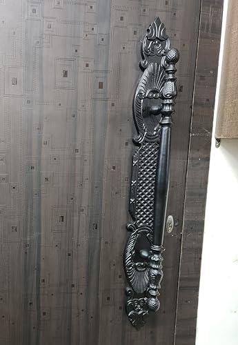 Sturdy Iron Door Pull with Aluminum Backplate