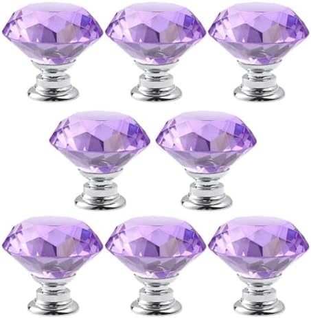 Elegant Purple Crystal Glass Cabinet Knobs Pulls