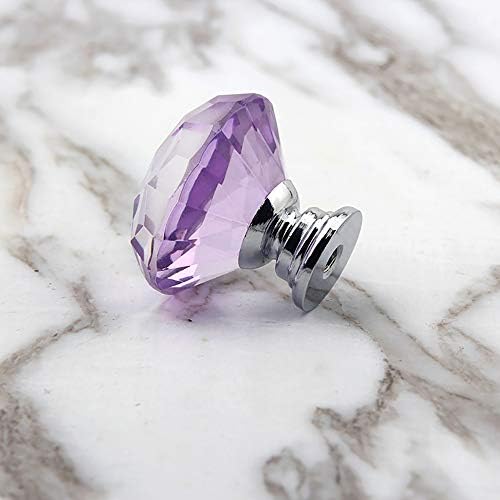 Elegant Purple Crystal Glass Cabinet Knobs Pulls