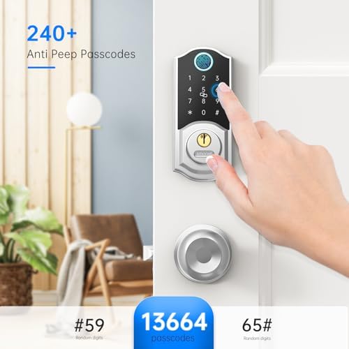 10 in 1 Keyless Entry Deadbolt Lock Set with Fingerprint and App Control
