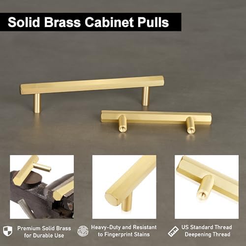 QOGRISUN Solid Brass Cabinet Pulls