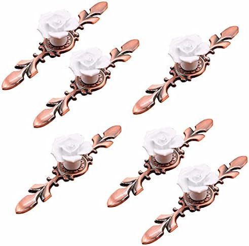 6-Piece Ceramic Knobs with Elegant Rose Flower Design