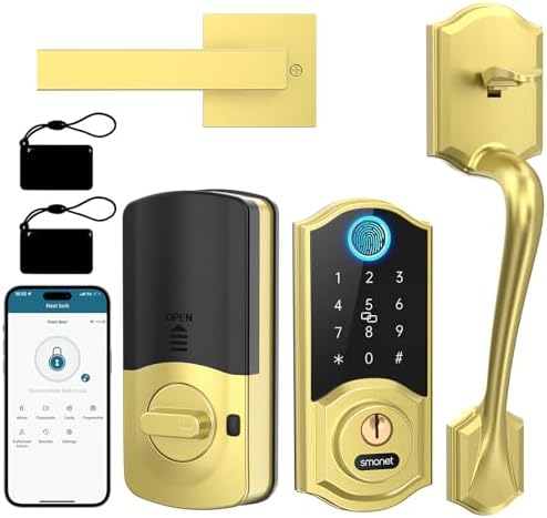 SMONET Smart Front Door Lock Set with Keyless Entry and Fingerprint ID