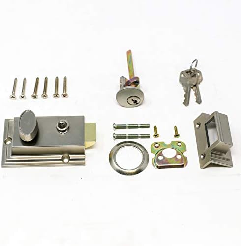 Defiant Satin Nickel Deadbolt Lock with Night Latch and Two Keys