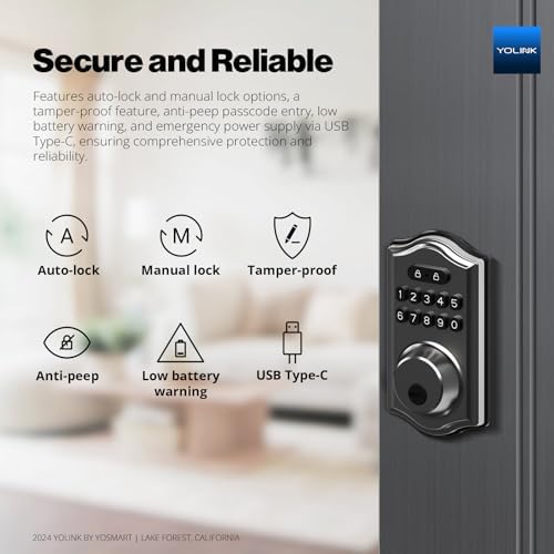 YoLink Smart Deadbolt Lock with Keyless Entry and App Control