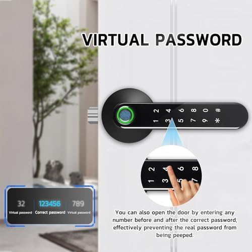 Smart Fingerprint Door Lock with 407 Black