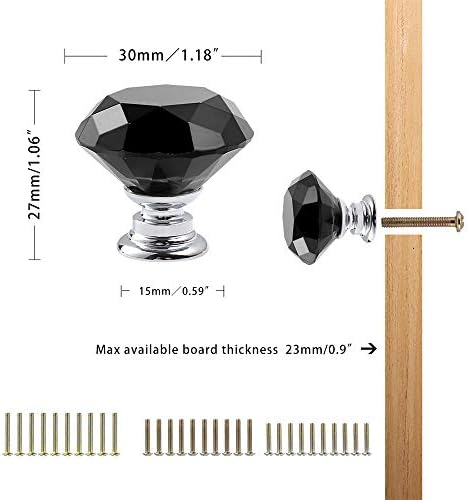 CZC HOME 10 Pcs Crystal Glass Pull Knobs