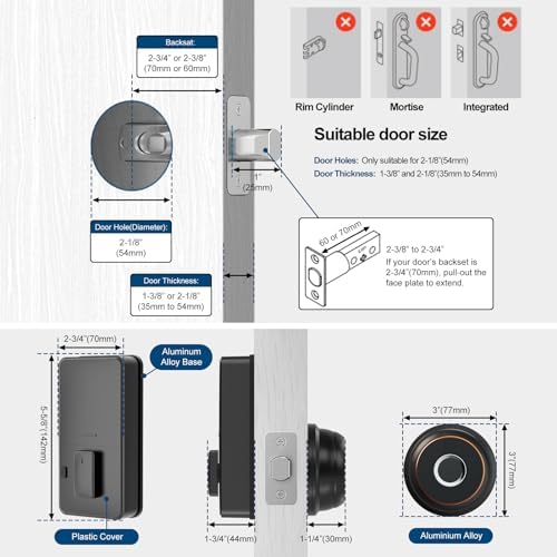 GeekTale Smart Deadbolt Lock with Fingerprint and App Control