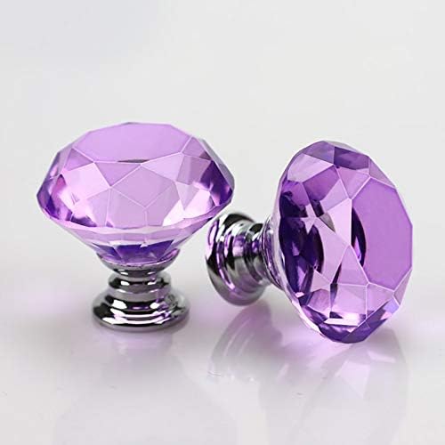 Elegant Purple Crystal Glass Cabinet Knobs Pulls