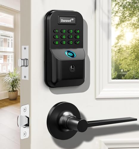 Fingerprint Door Lock with 2 Lever Handles - Keyless Entry Smart Deadbolt