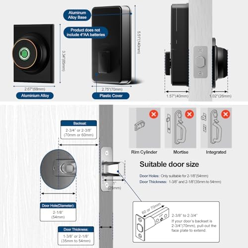 GeekTale Smart Deadbolt Lock with Fingerprint and App Control 1